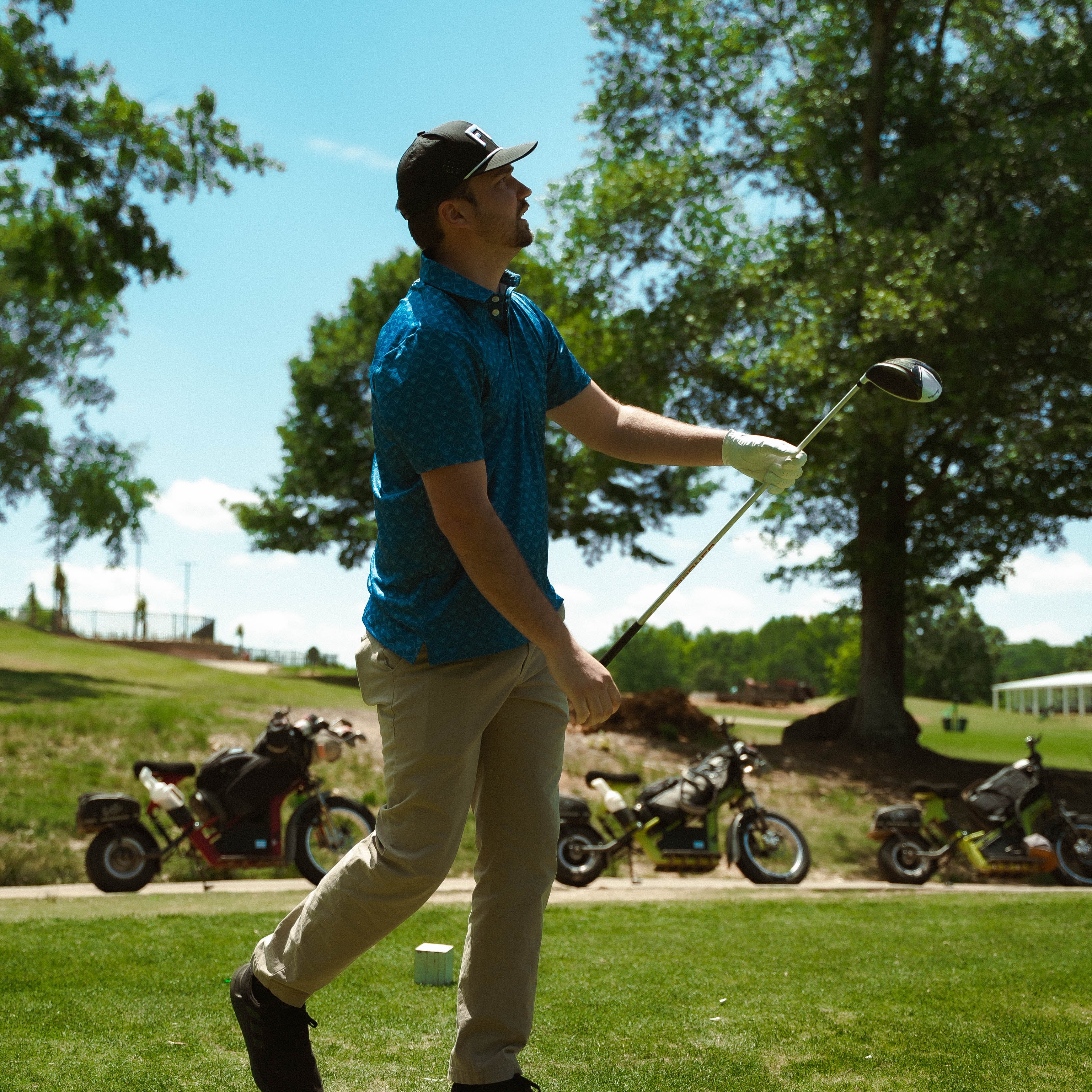 For the birds baseball themed mlb golf polo with stadium designs.