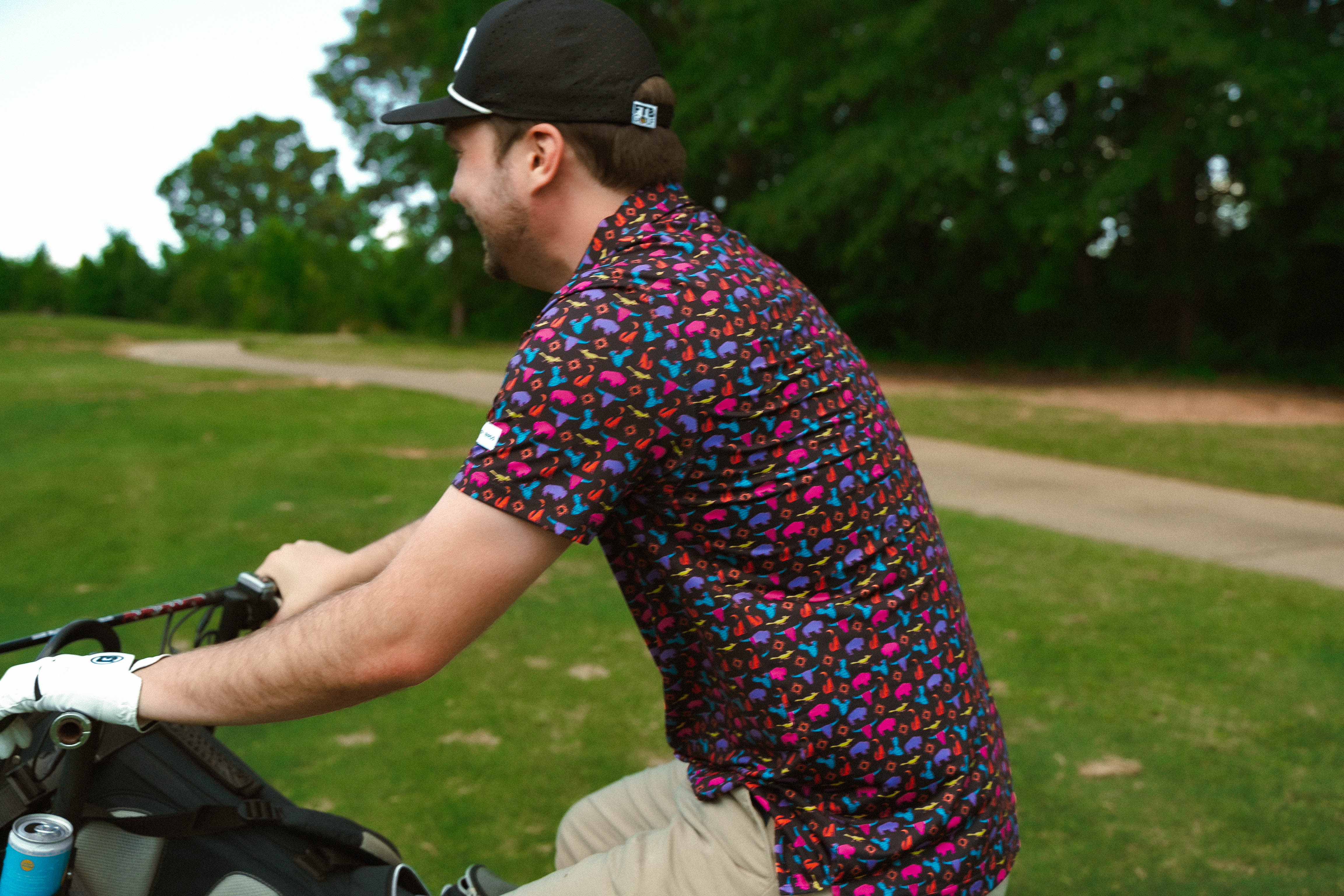 For the birds golf mens southwestern desert patterned golf polo