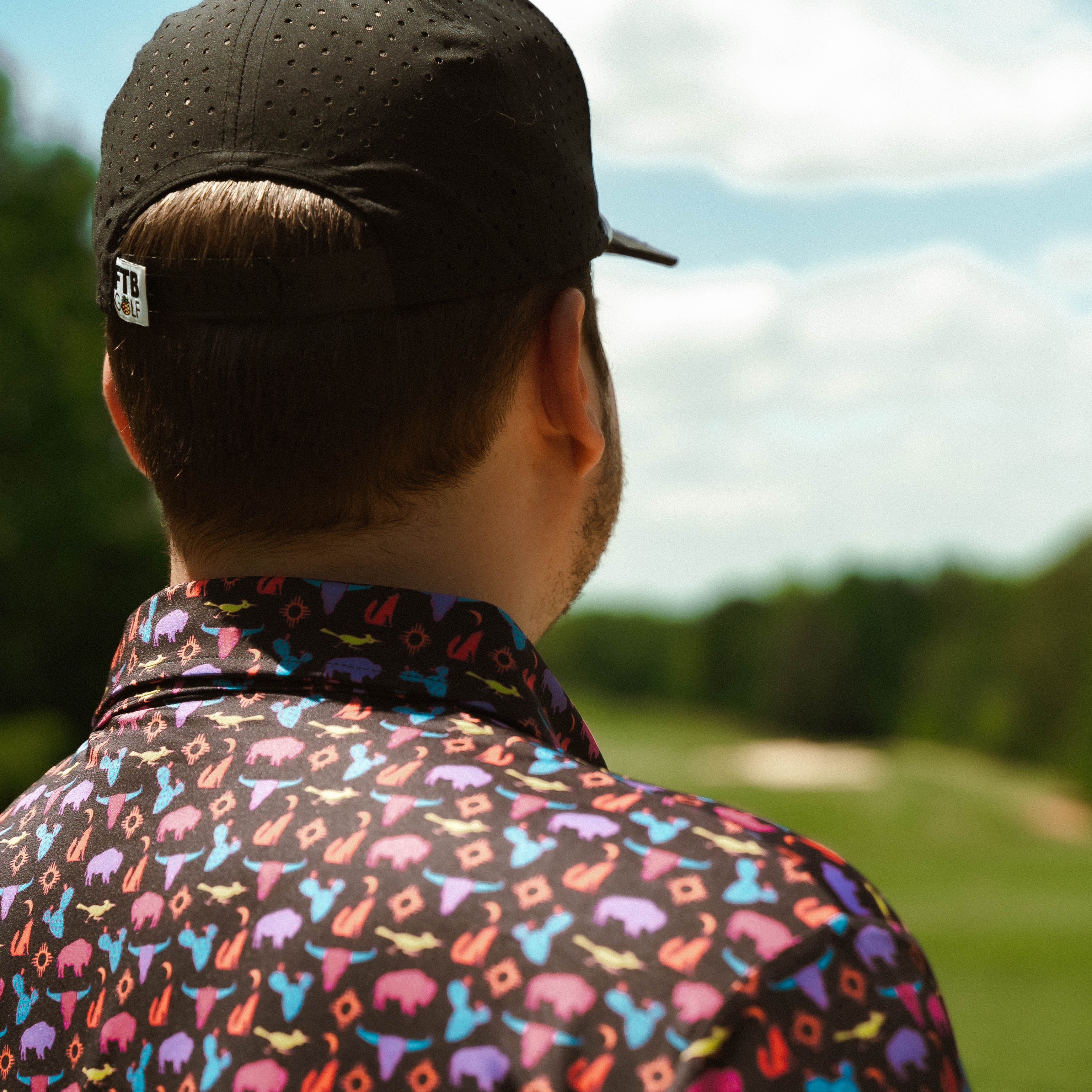 For the birds golf mens southwestern desert patterned golf polo