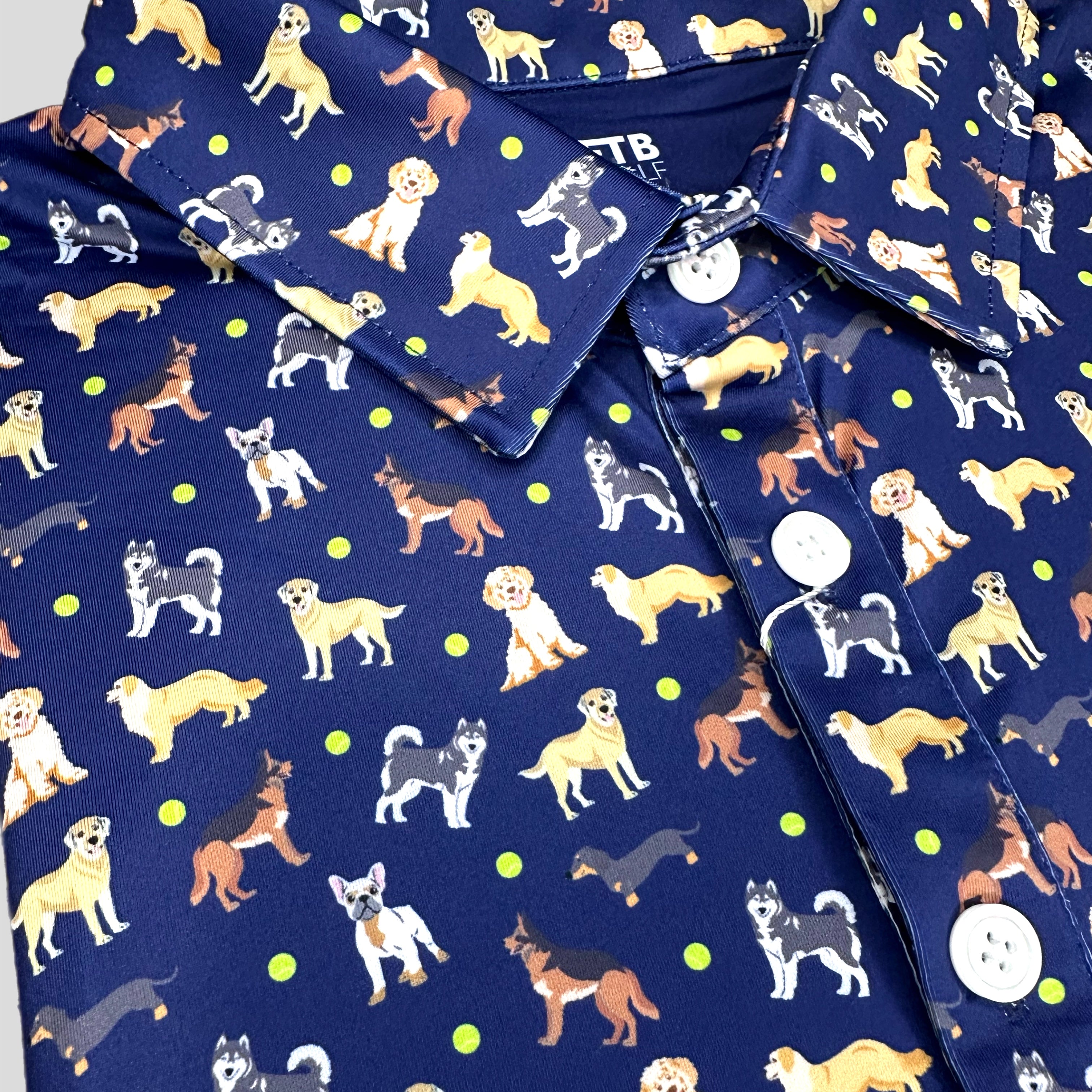 For the birds men’s dog themed golf polo