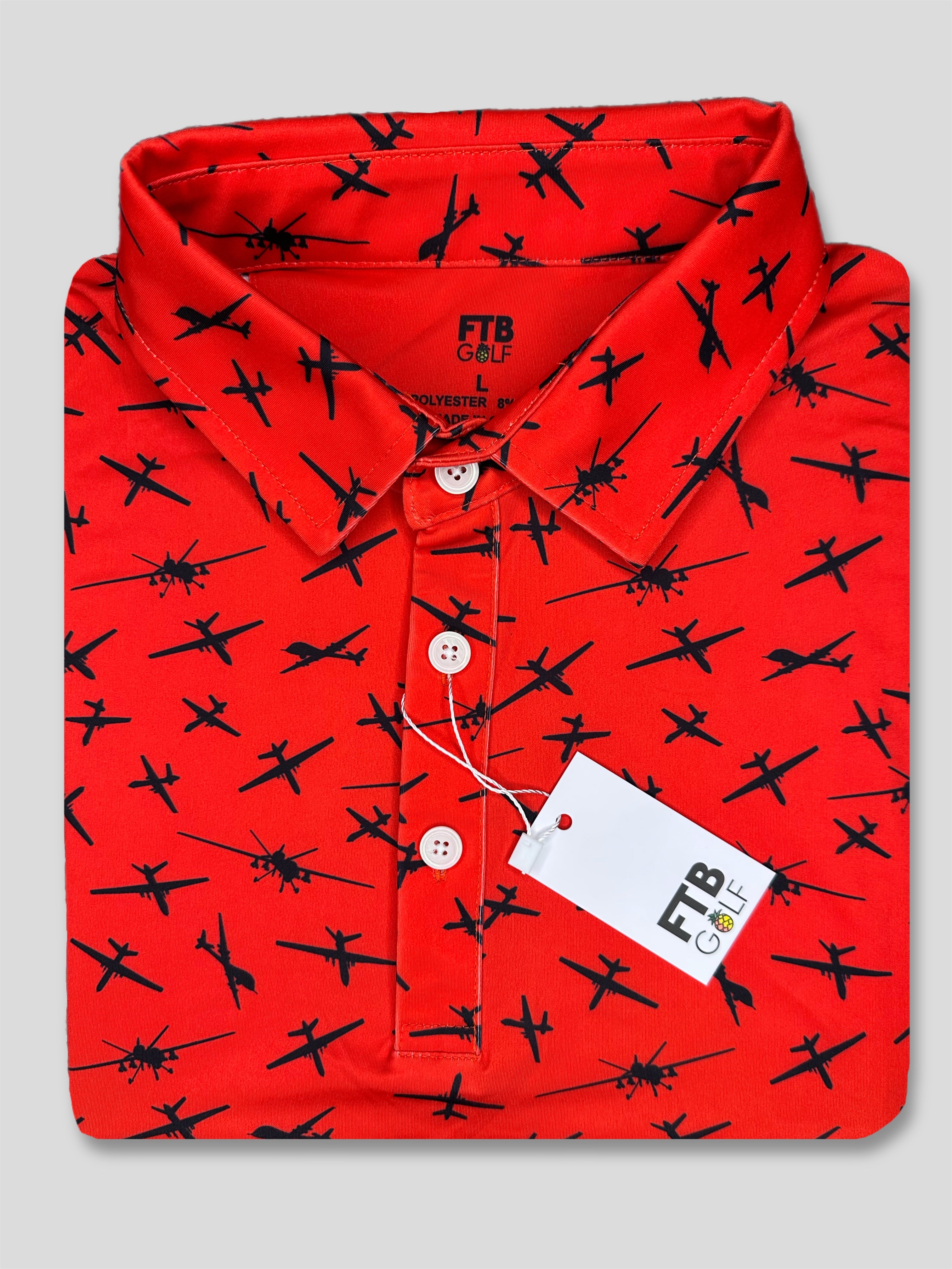 For the birds fun men’s golf polos aircraft plane design
