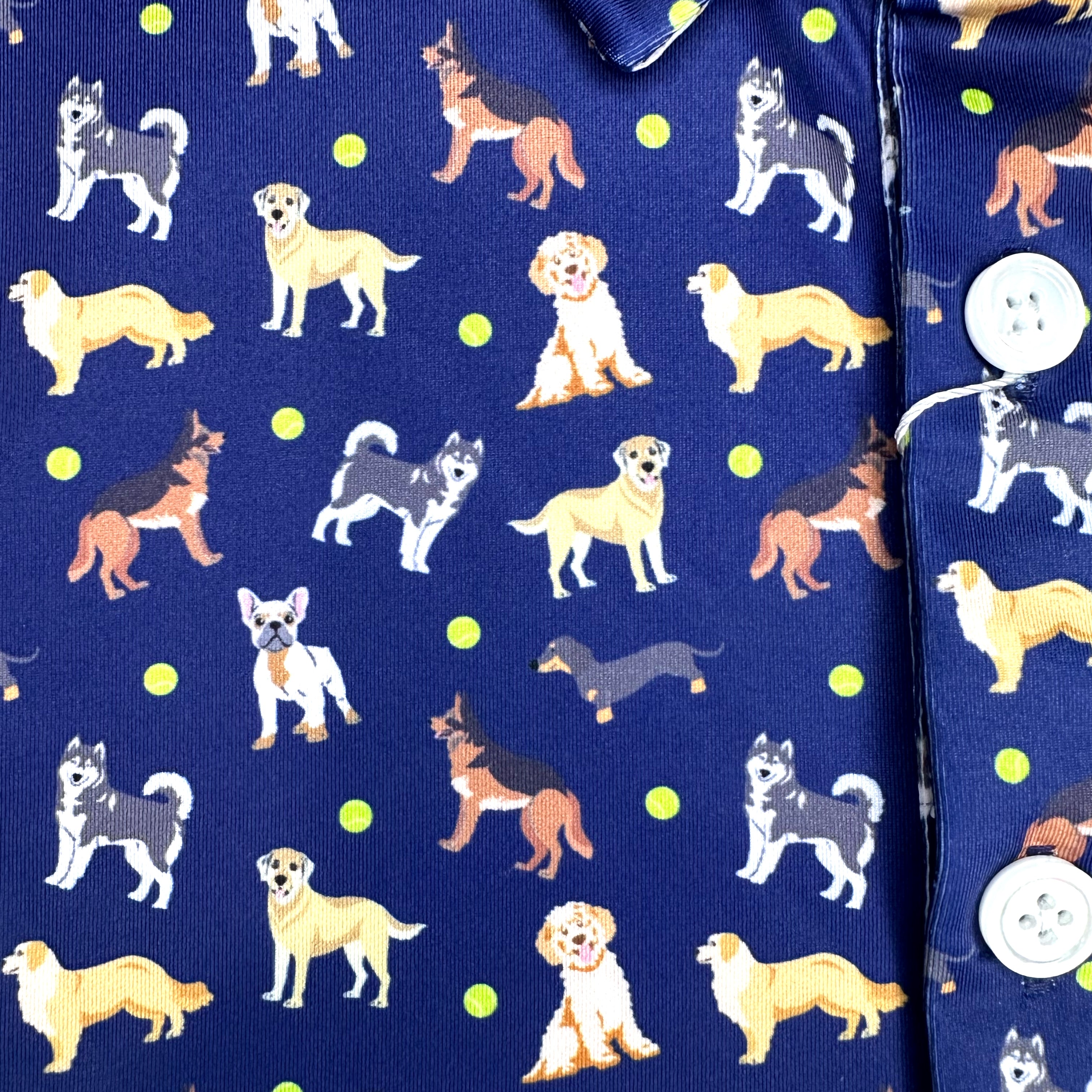 For the birds men’s dog themed golf polo