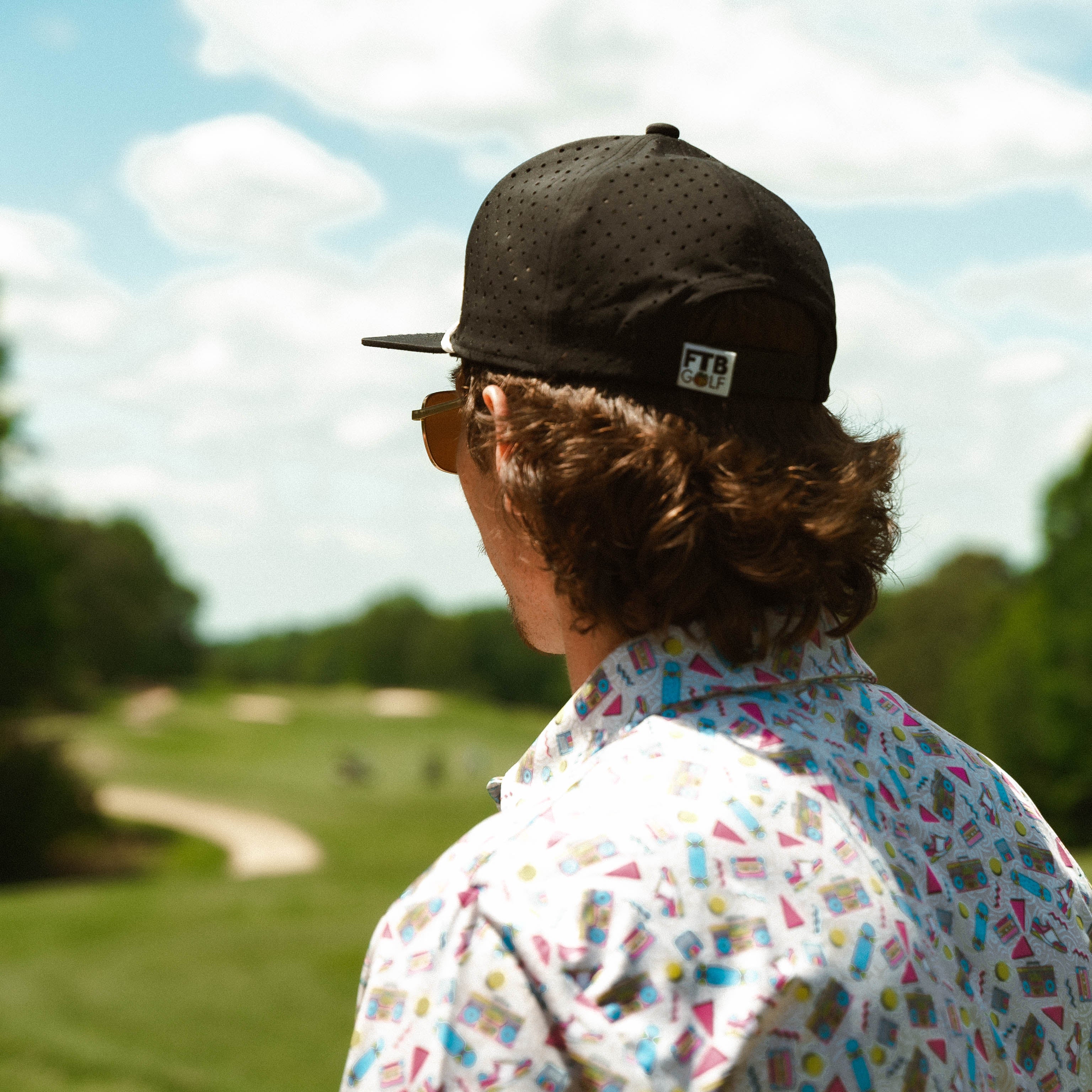 Ftb golf mens patterned golf polo with a throwback 90s design