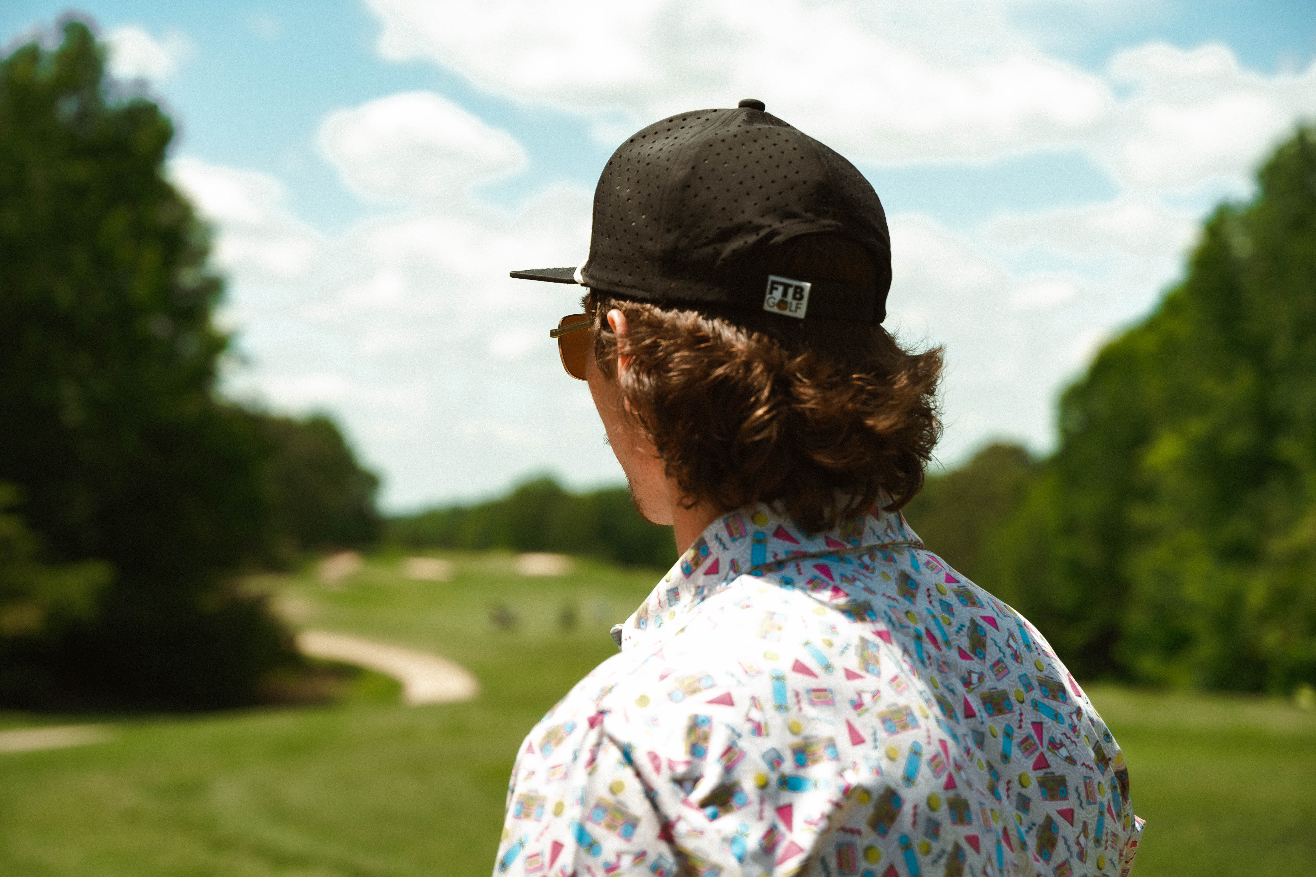 Ftb golf mens patterned golf polo with a throwback 90s design