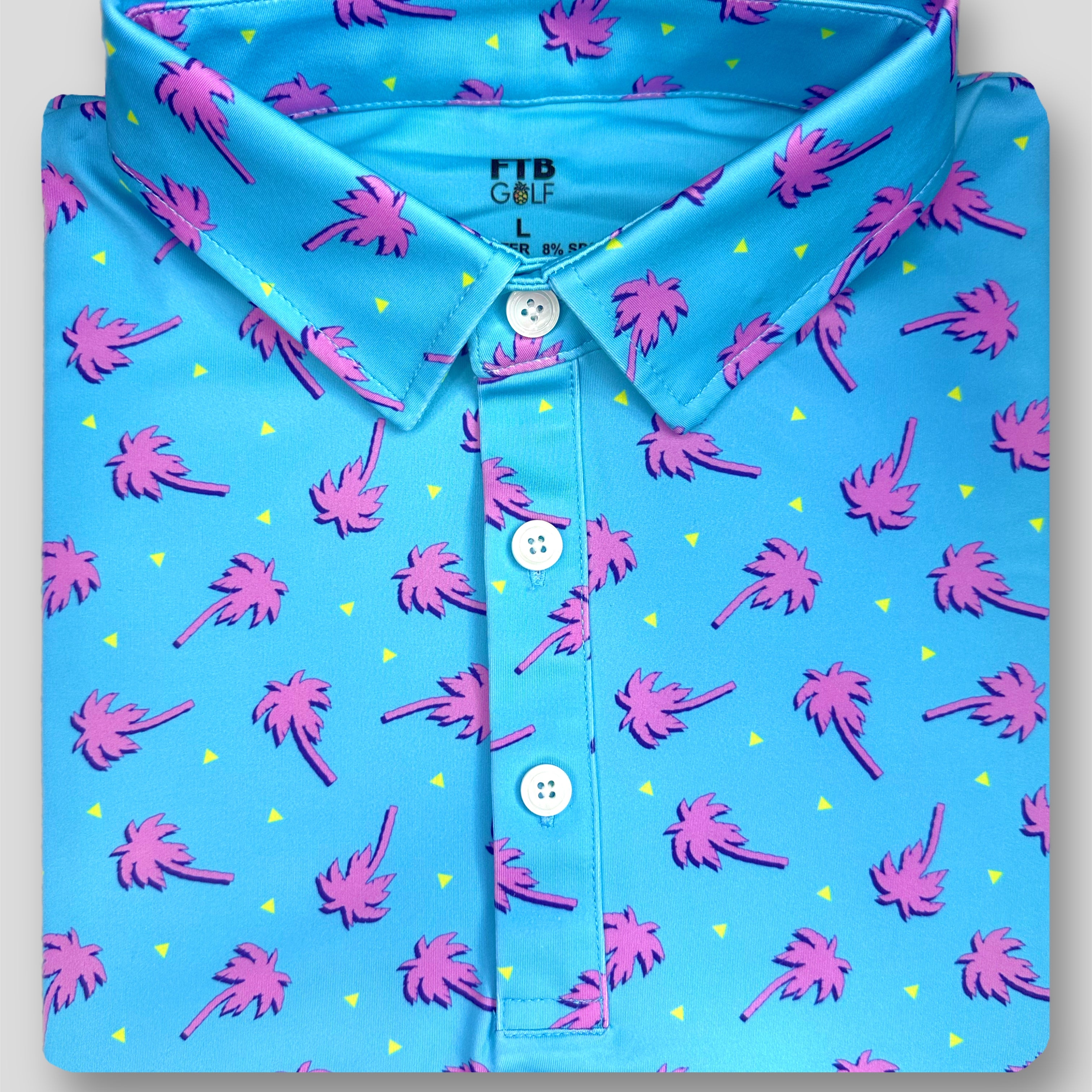 For the birds men’s tropical golf polo with fun palm tree patterns