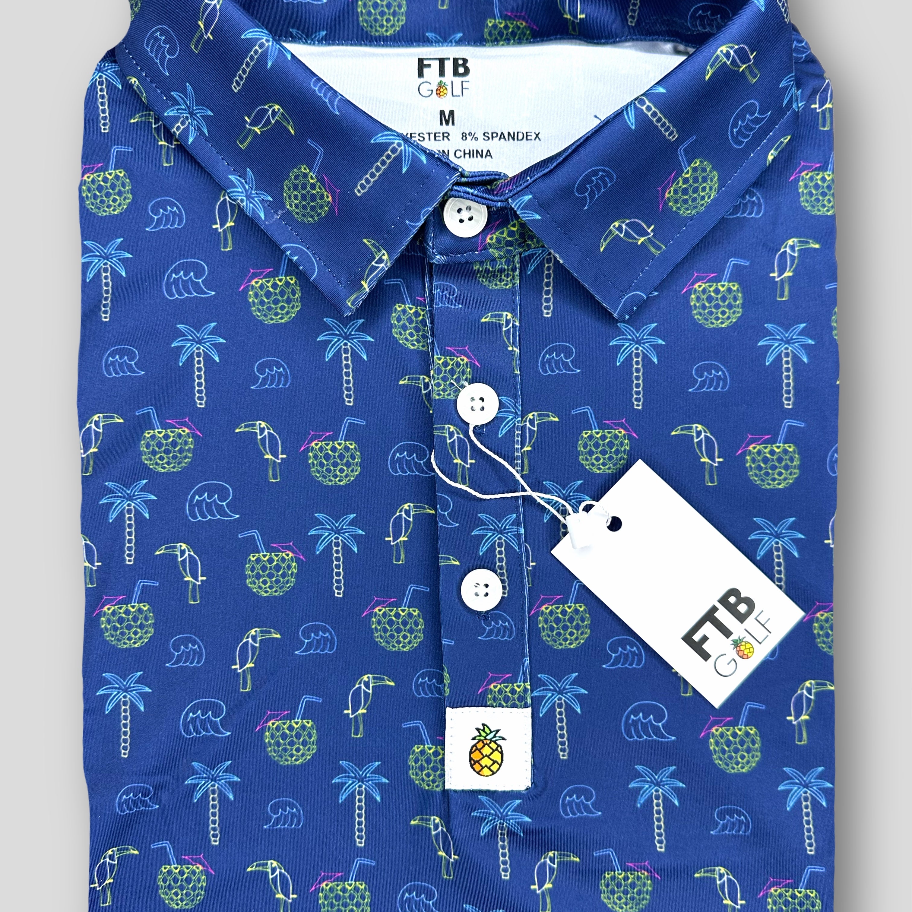 Fun Tropical palm tree men’s golf polo