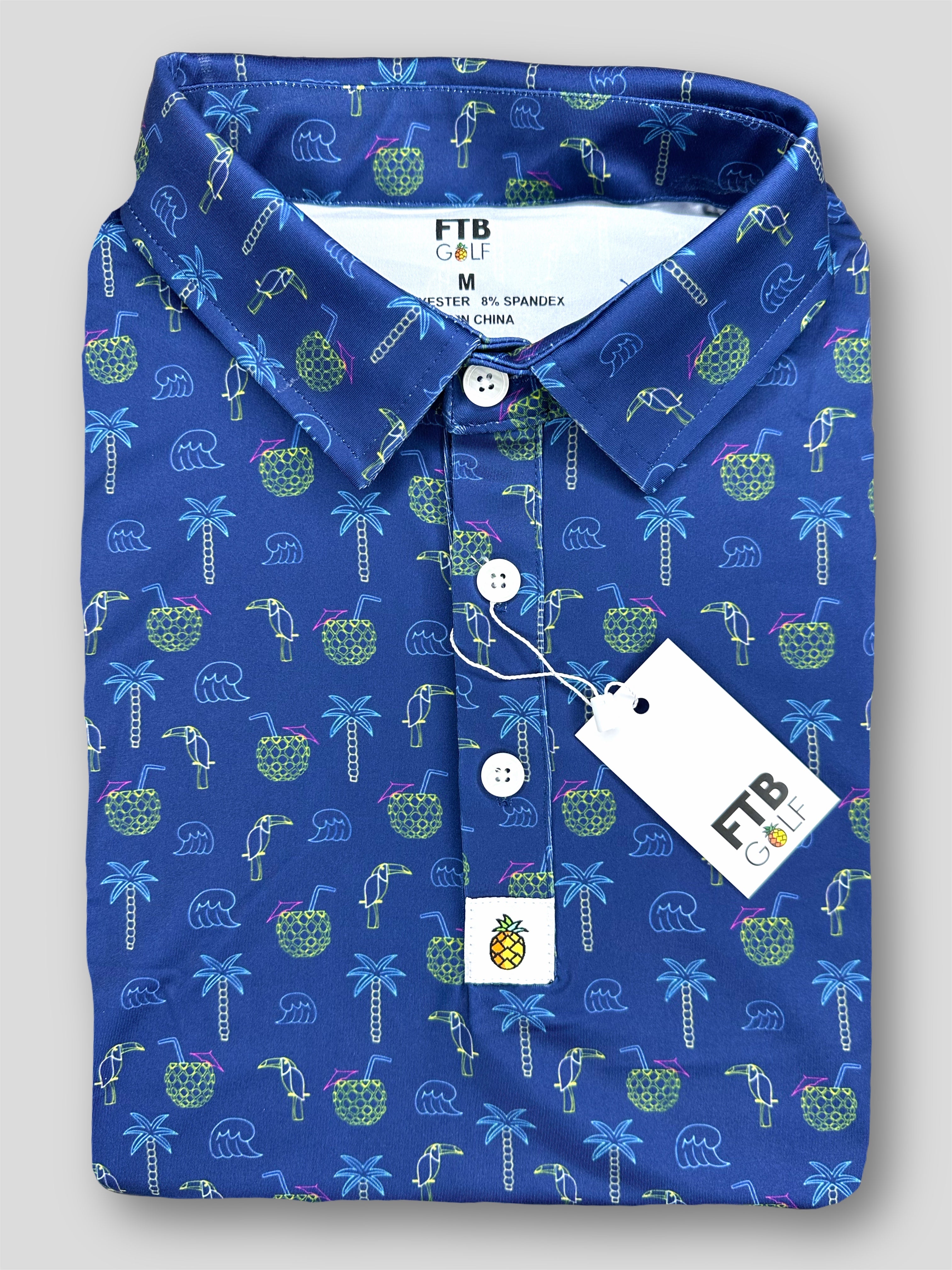 Fun Tropical palm tree men’s golf polo