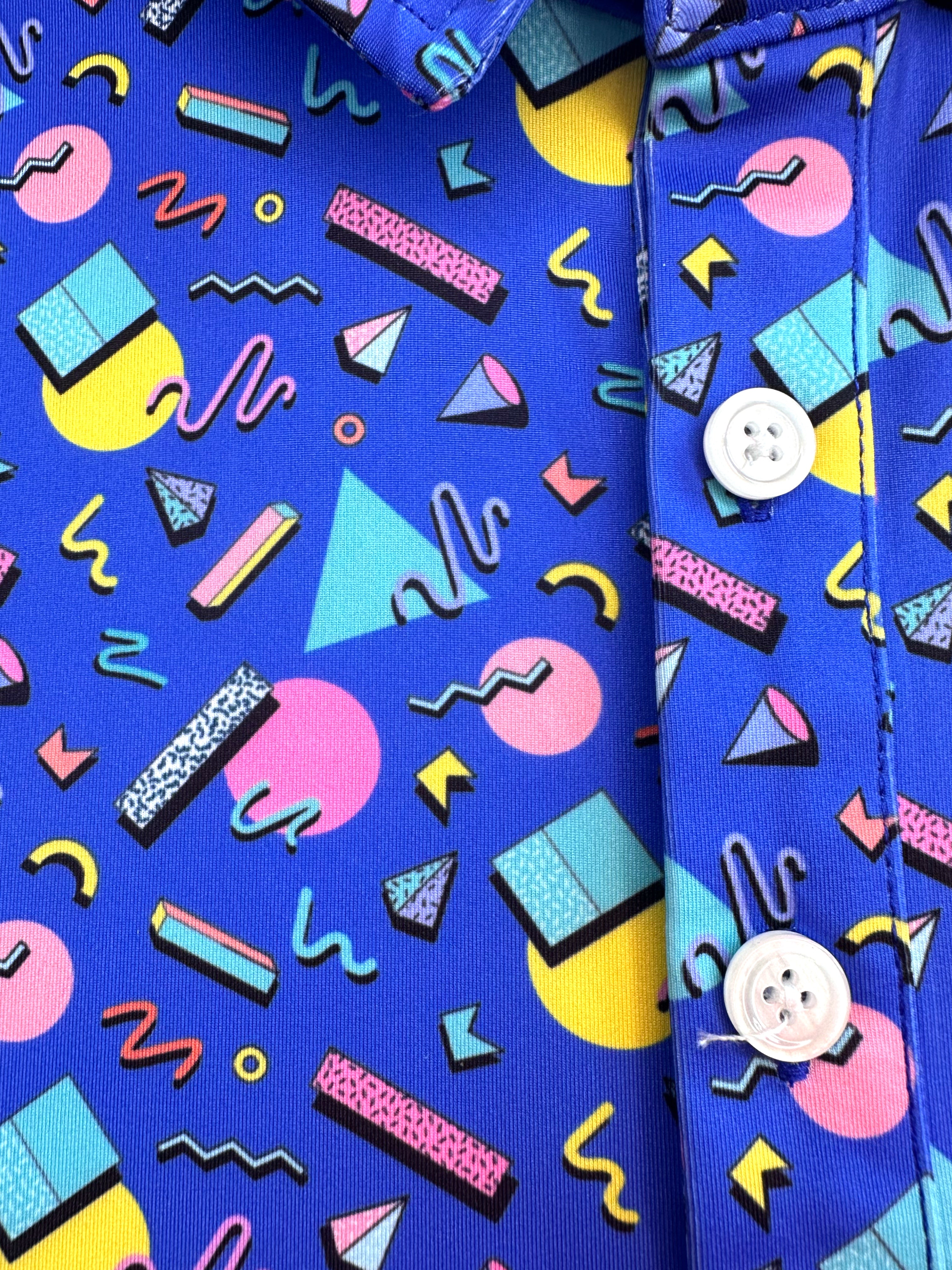 Throwback kapowski mens patterned golf polo with 90s vibes