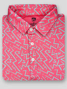 For the birds men’s golf polo pink zig zag pattern