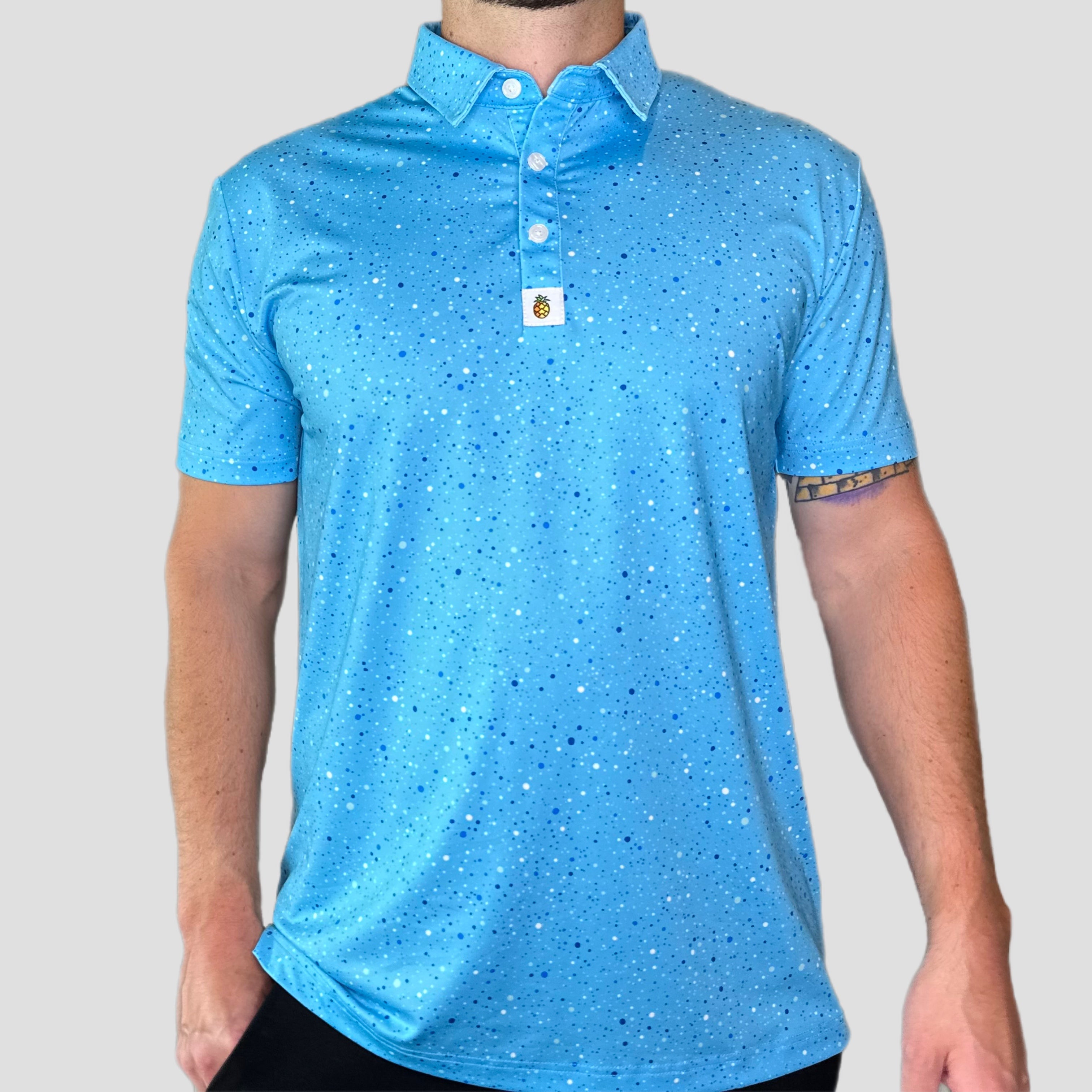 For the birds fun golf polo drip pattern