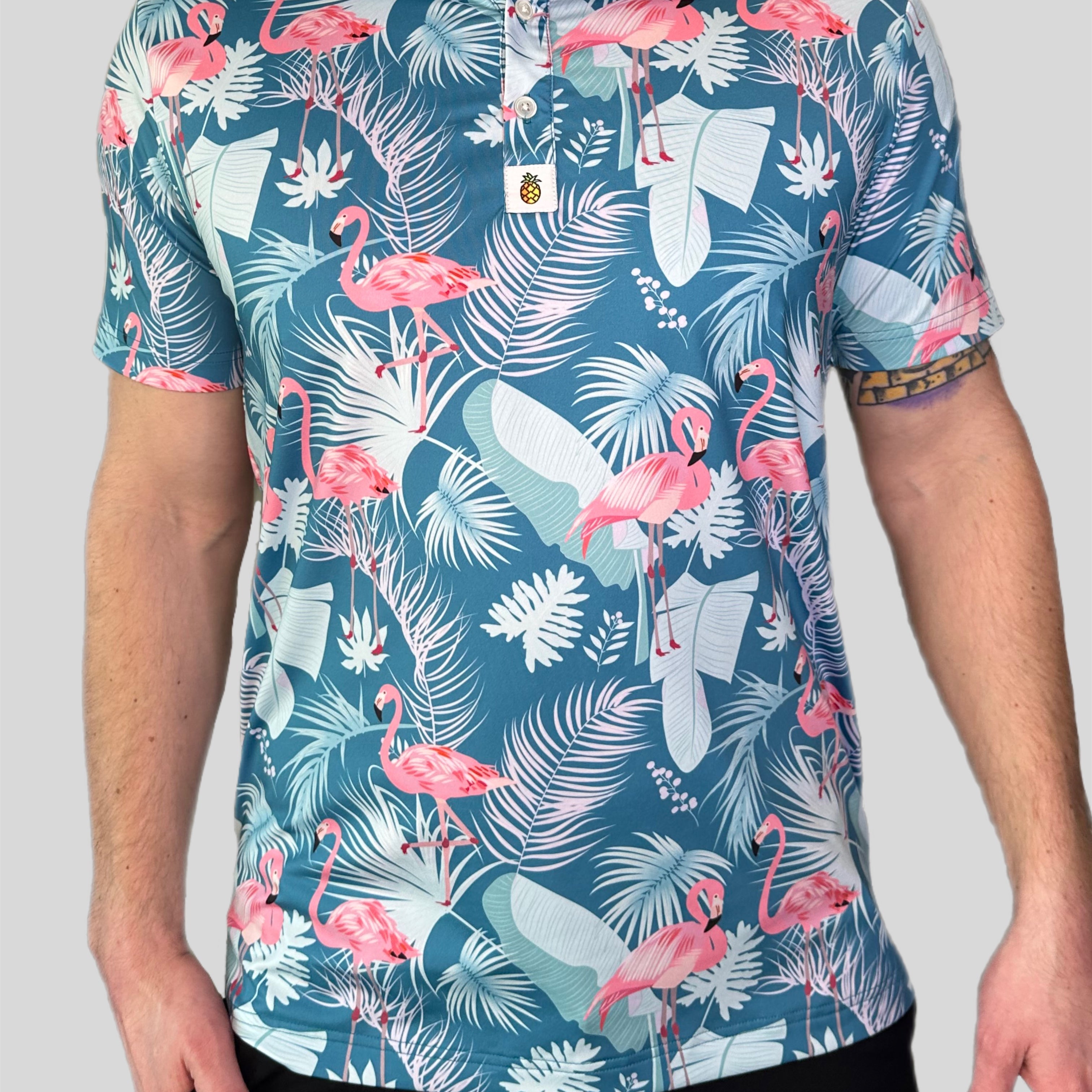 for the birds tropical hawaiin golf polo
