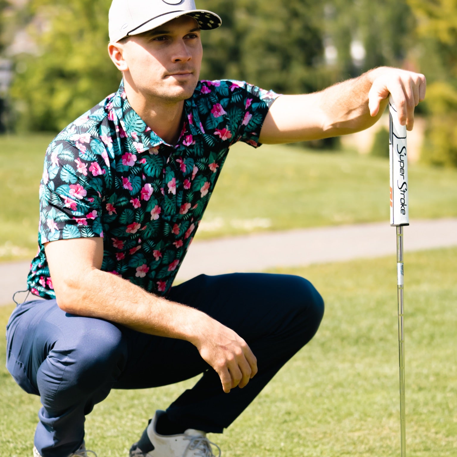 ftb golf tropcial hawaiian golf polo