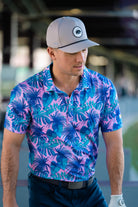 Breasy tropical pink palms golf polo worn by mlb Adam frazier