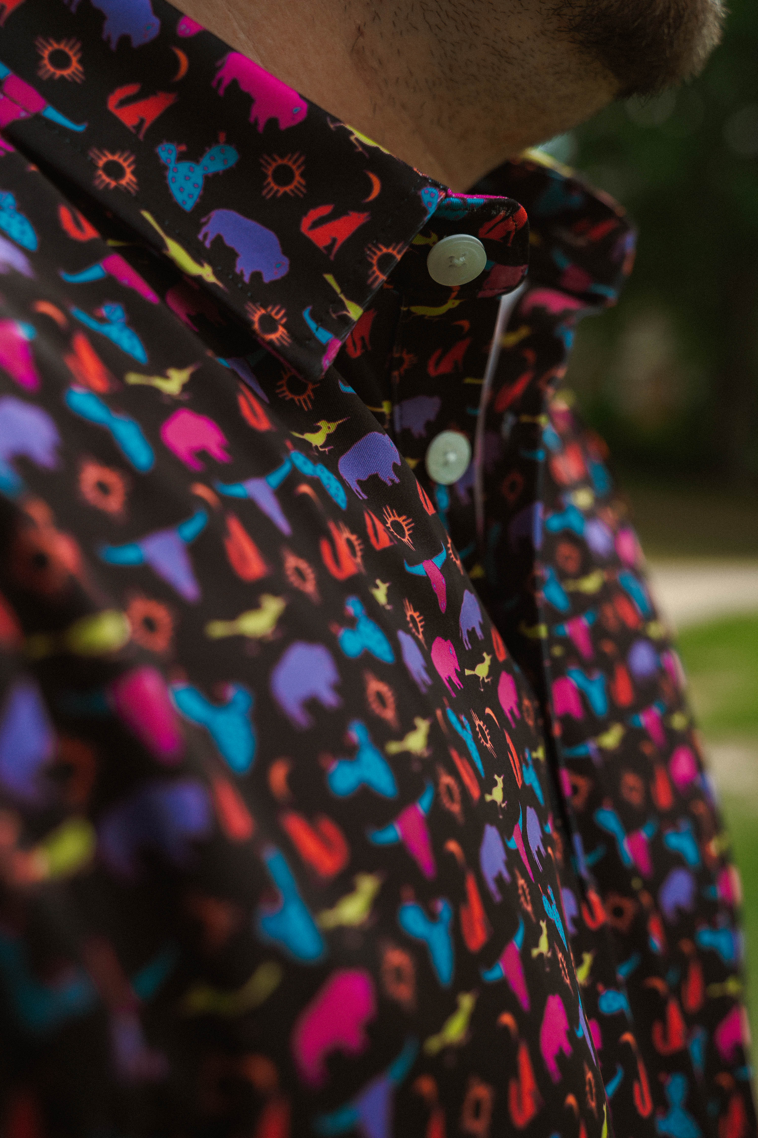 For the birds golf mens southwestern desert patterned golf polo