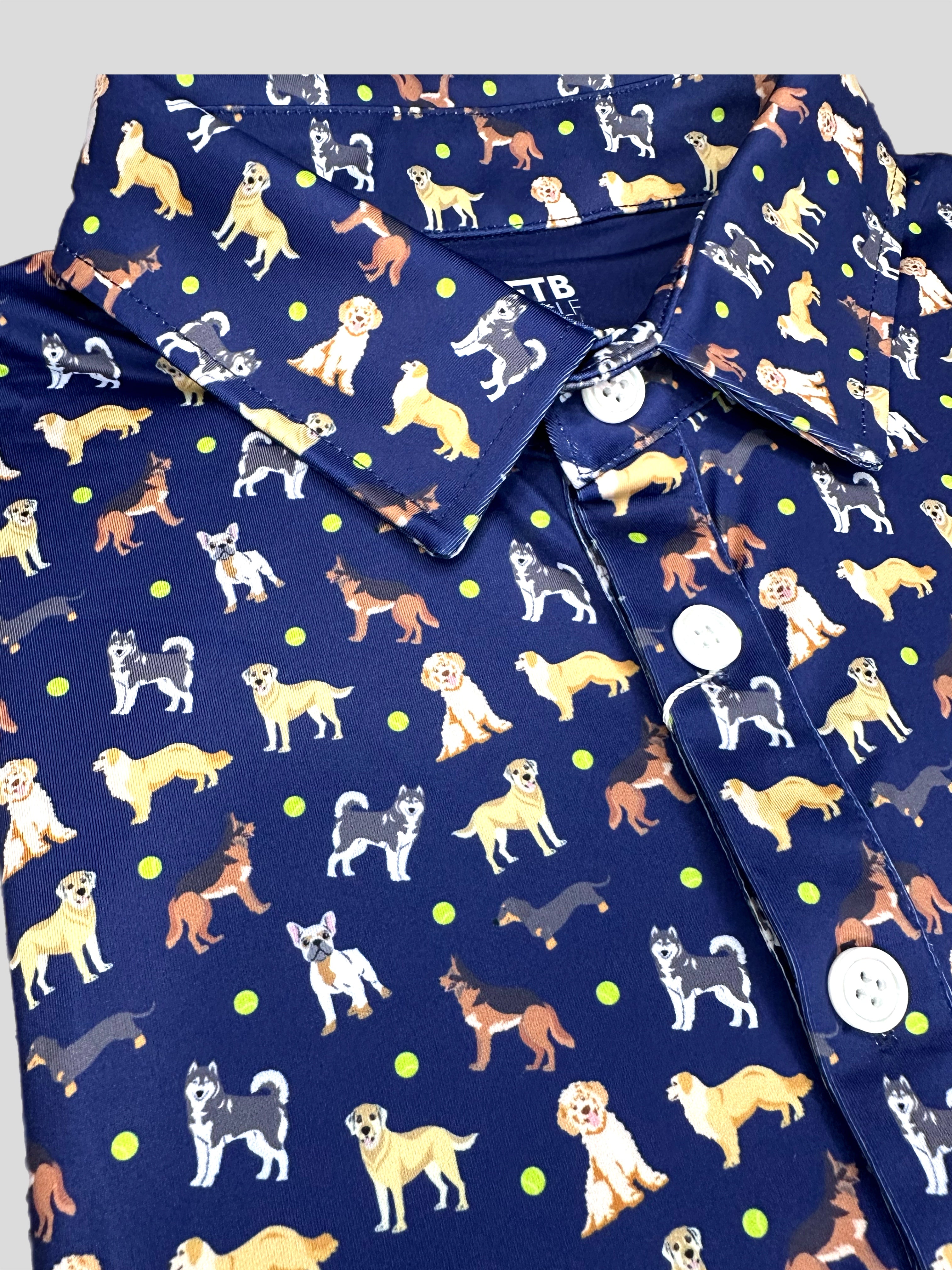 For the birds men’s dog themed golf polo