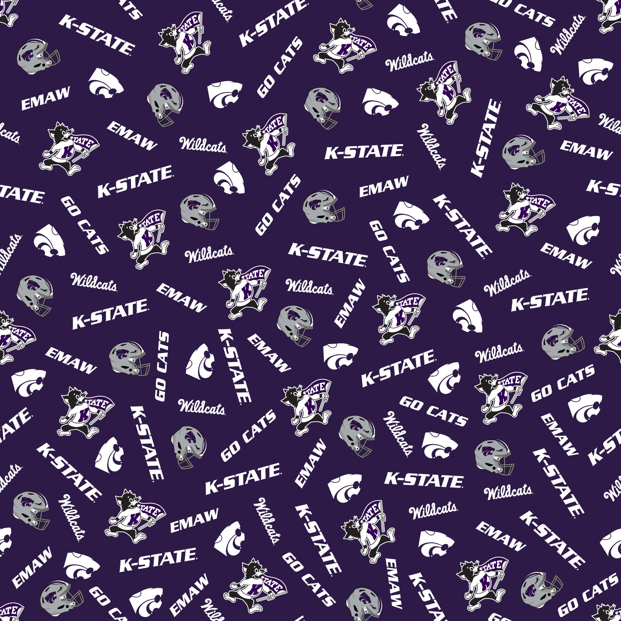 Kansa state wildcats gameday purple polo with Willie the wildcat, the powercat, EMAW, and KState logos. 
