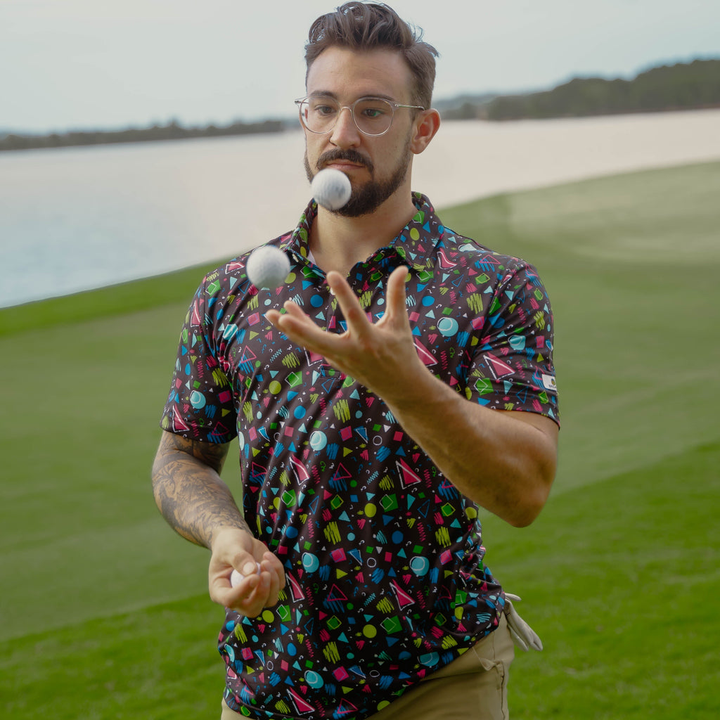 Ftb golf polos with wild patterns and fun tropical designs. 