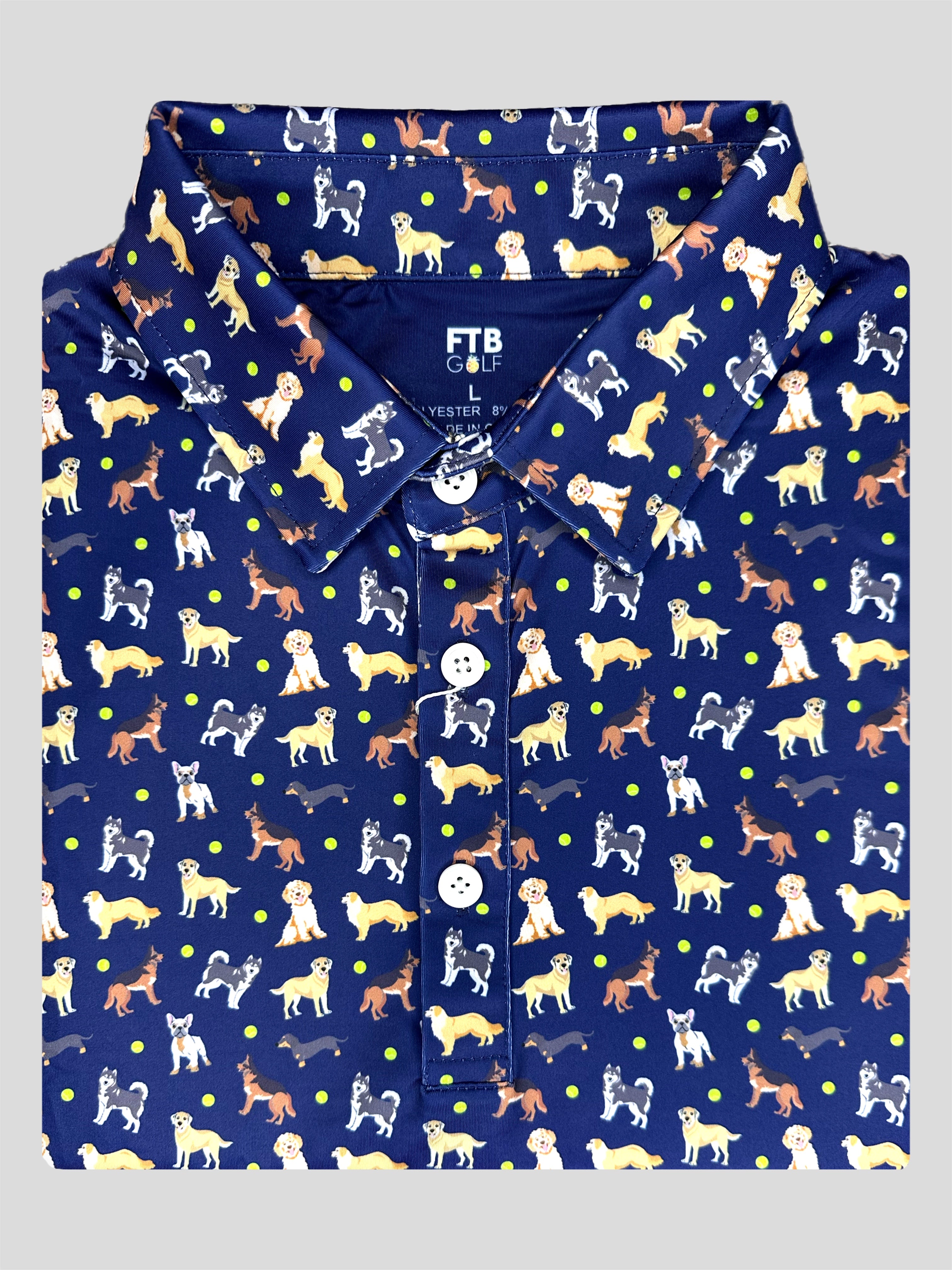For the birds men’s dog themed golf polo