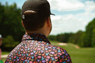 For the birds mens southwestern desert cactus themed pattered golf polo