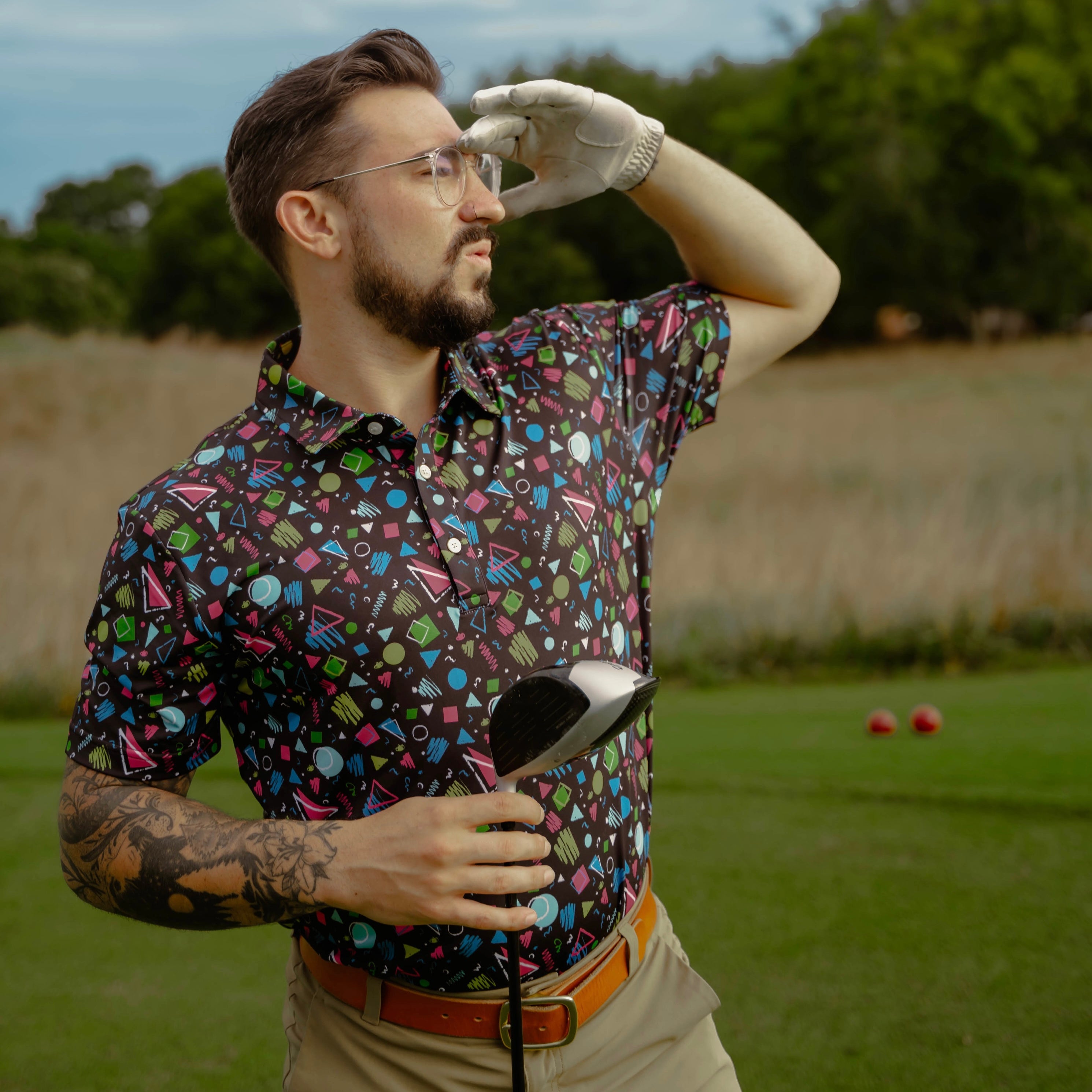 Funny Golf polos made with moisture wicking performance material. Our polos are designed with wild, fun patters.