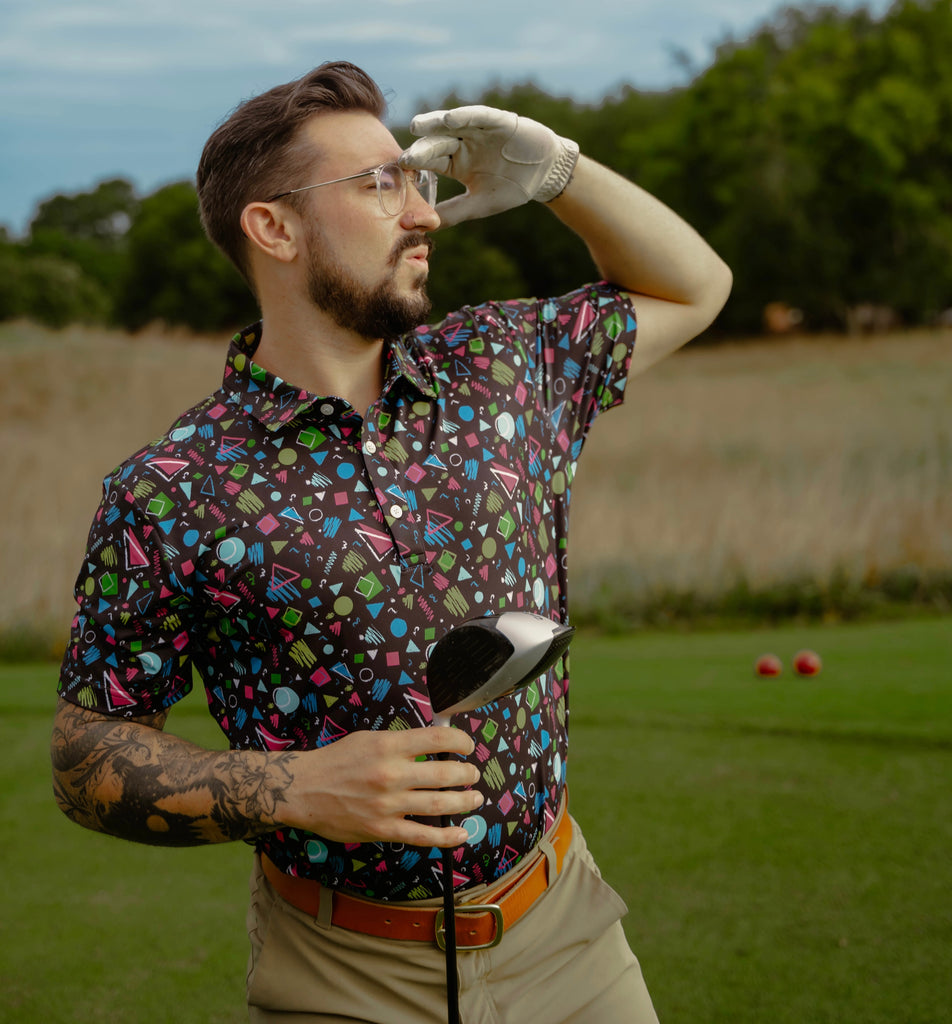 Funny Golf polos made with moisture wicking performance material. Our polos are designed with wild, fun patters.